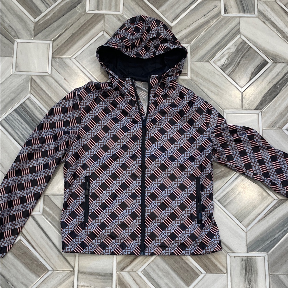 Fendi Black, pink, blue and brown Logo Patterned Windbreaker